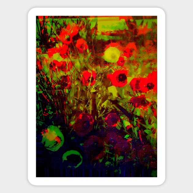 Poppies in The Field Sticker by Marsal